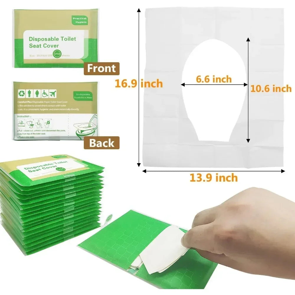 Waterproof Portable Disposable Toilet Seat Covers 10 Pack for Travel Hotels