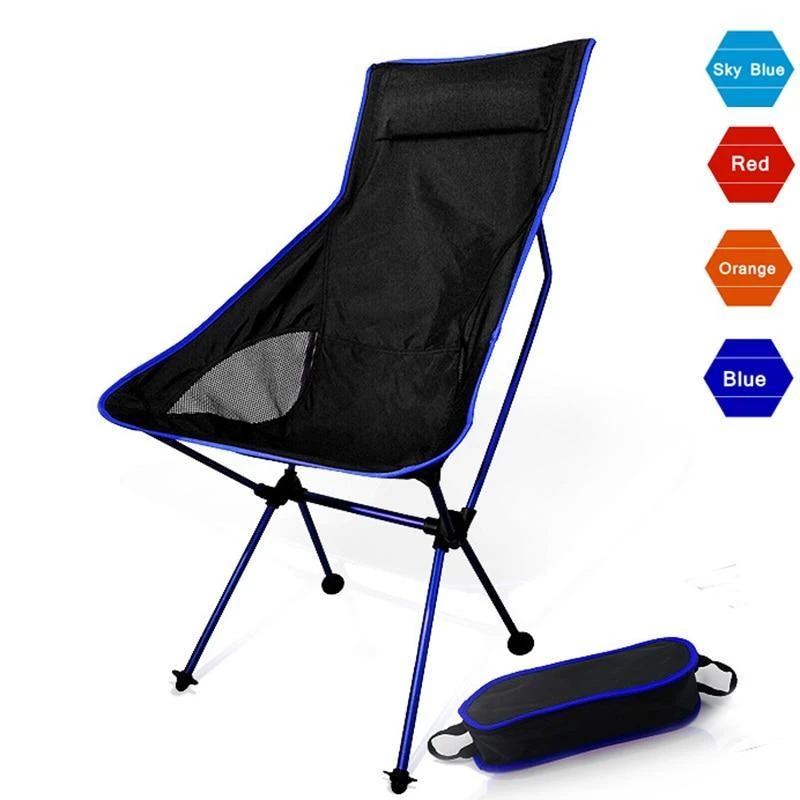 Portable aluminum high back folding chair