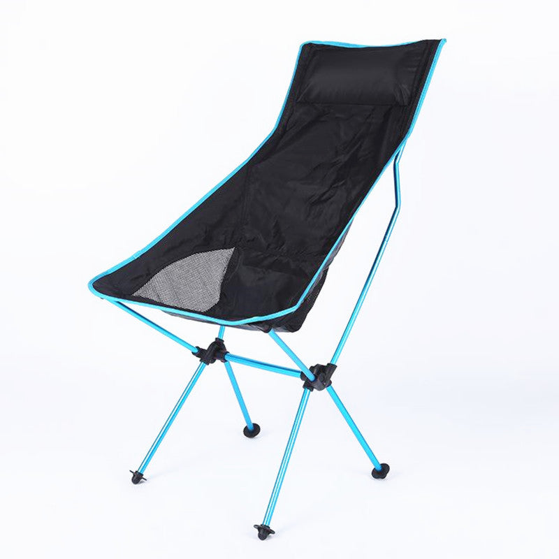 Portable aluminum high back folding chair