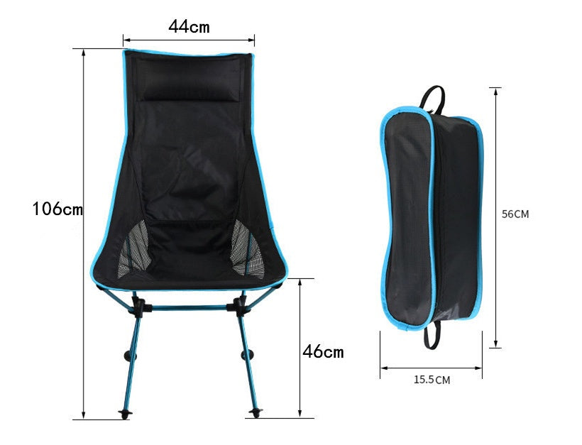 Portable aluminum high back folding chair