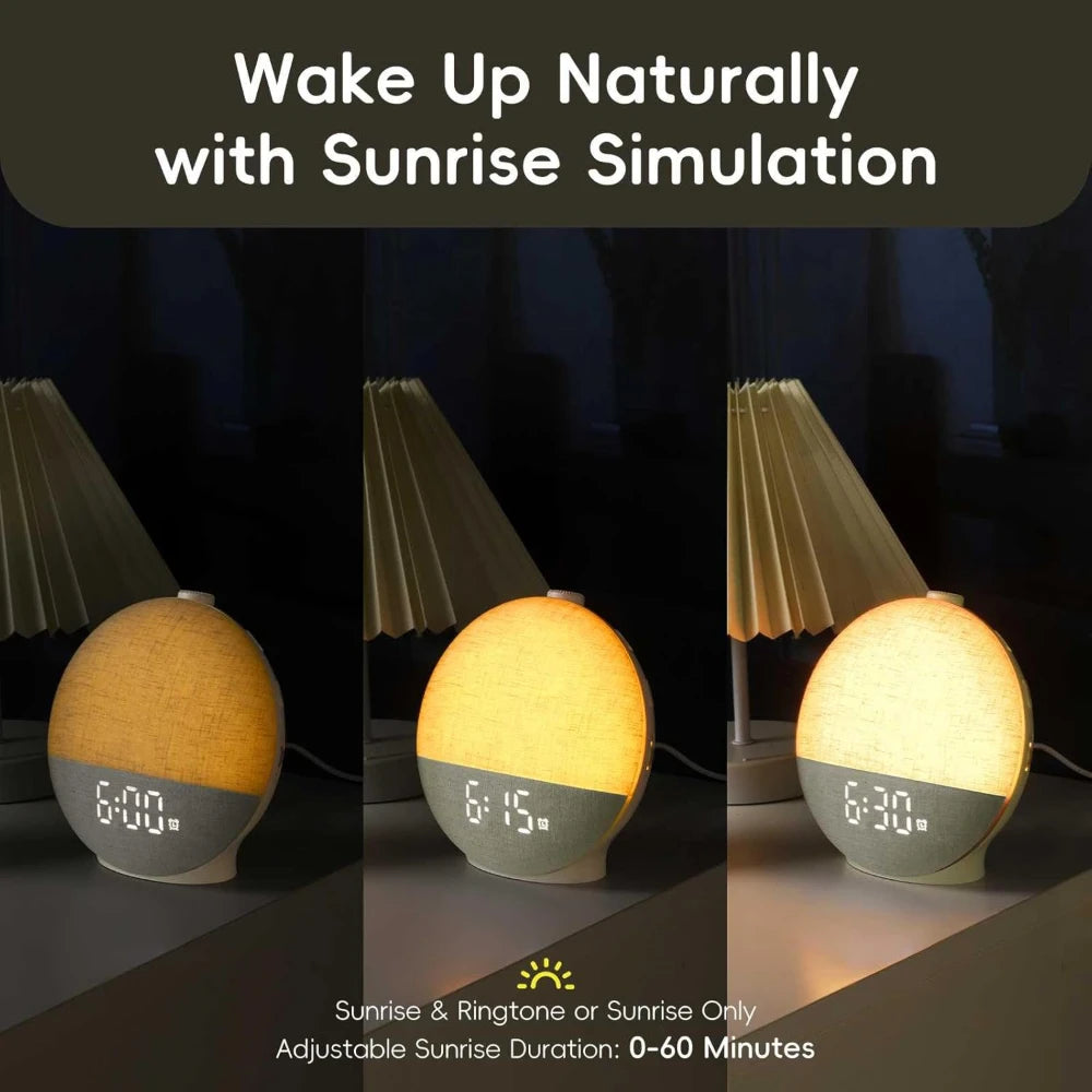 Wake Up Light Sunrise Alarm Clock White Noise Bluetooth Speaker