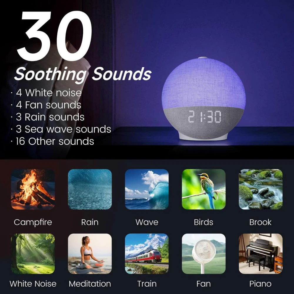 Wake Up Light Sunrise Alarm Clock White Noise Bluetooth Speaker And Night Lights
