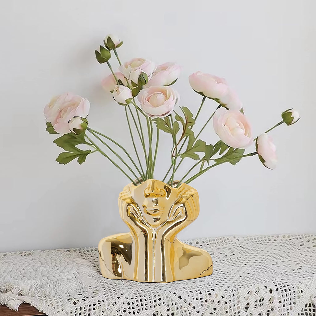 Golden Serenity Face Vase