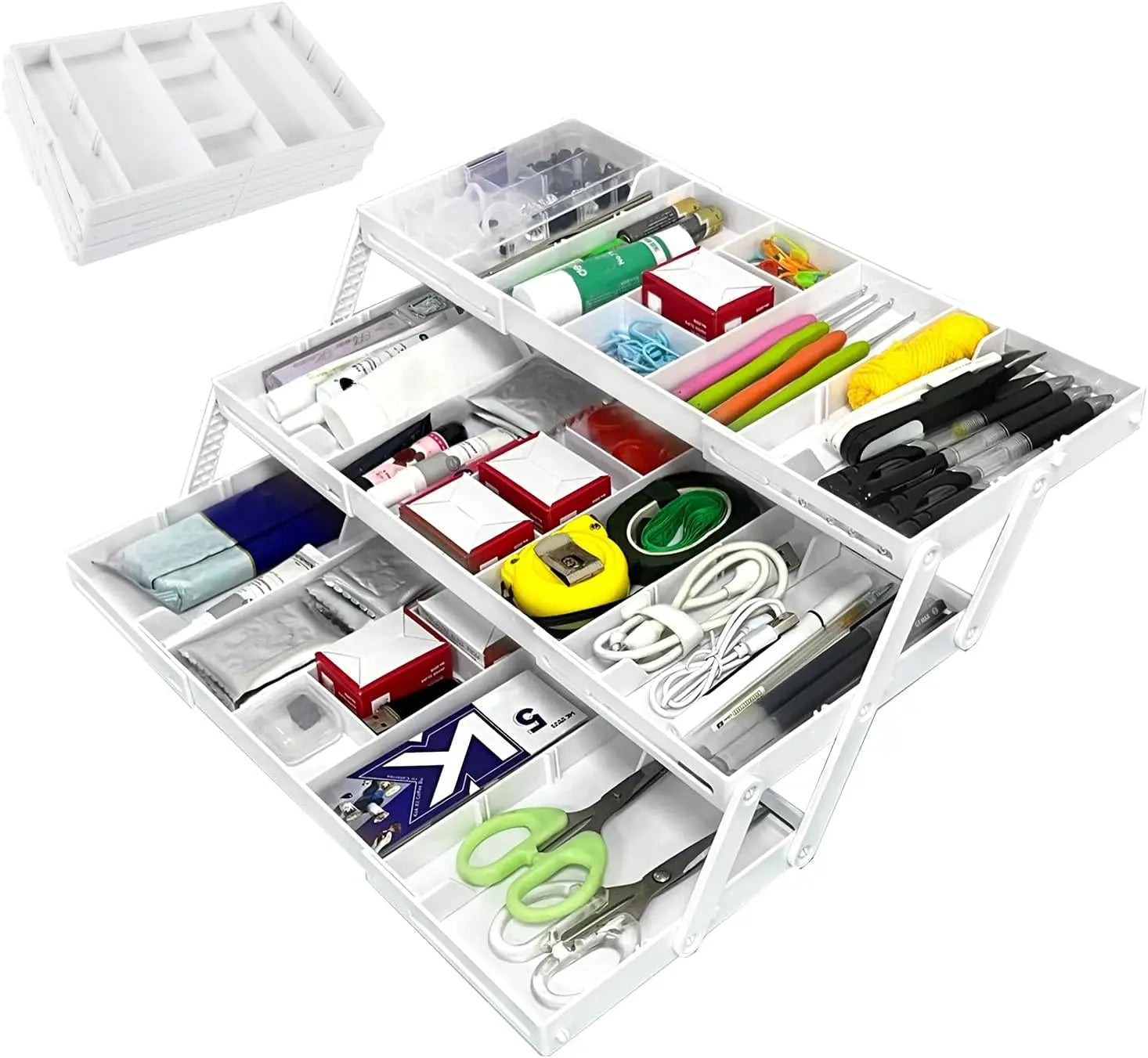 3 Tier Drawer Organizer, Expandable Smart Drawer Organizer Multi Level, Collapsible Shallow Storage Drawers Tray Desk Organizer