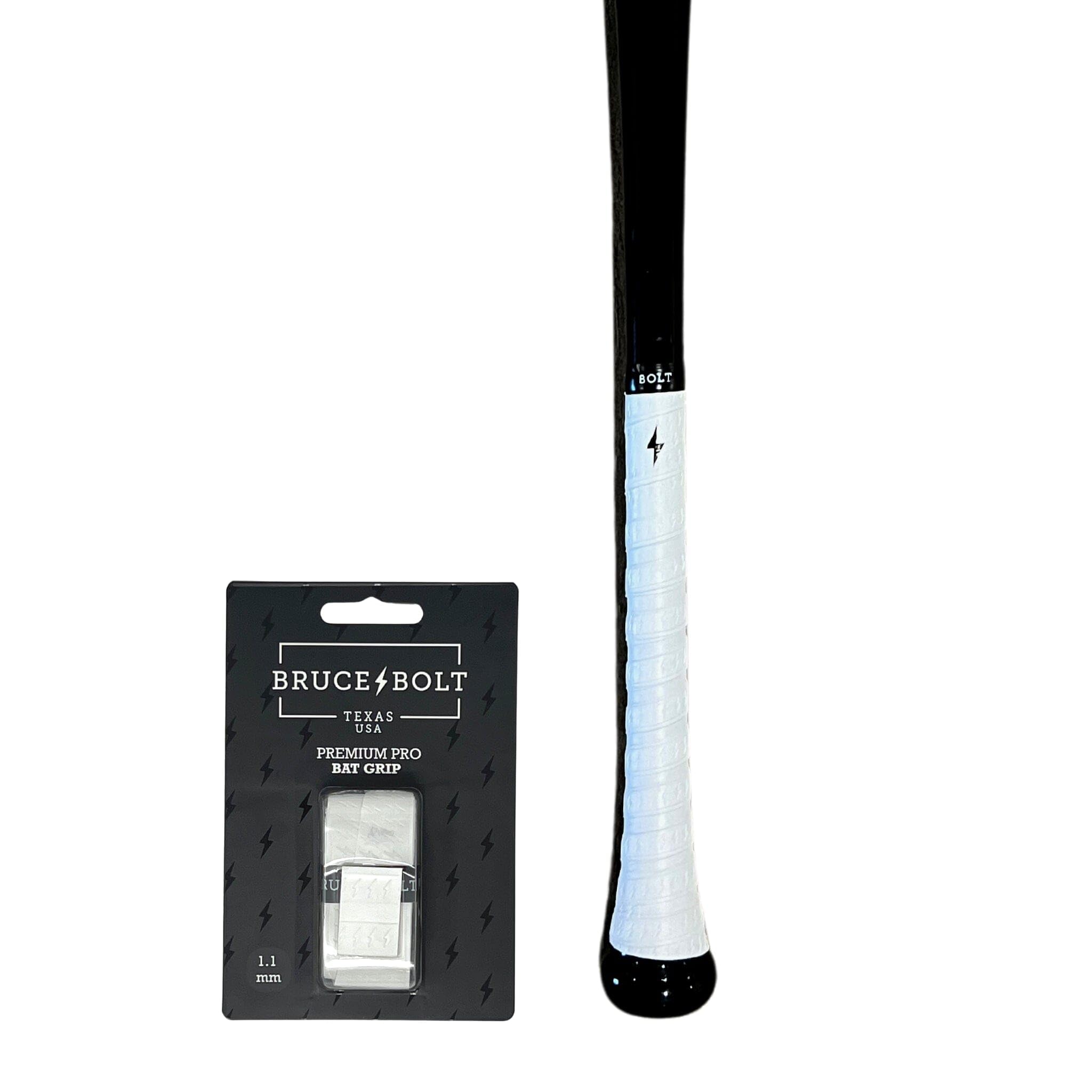 BRUCE BOLT Premium Pro Baseball & Softball White Bat Grip - 1.1mm