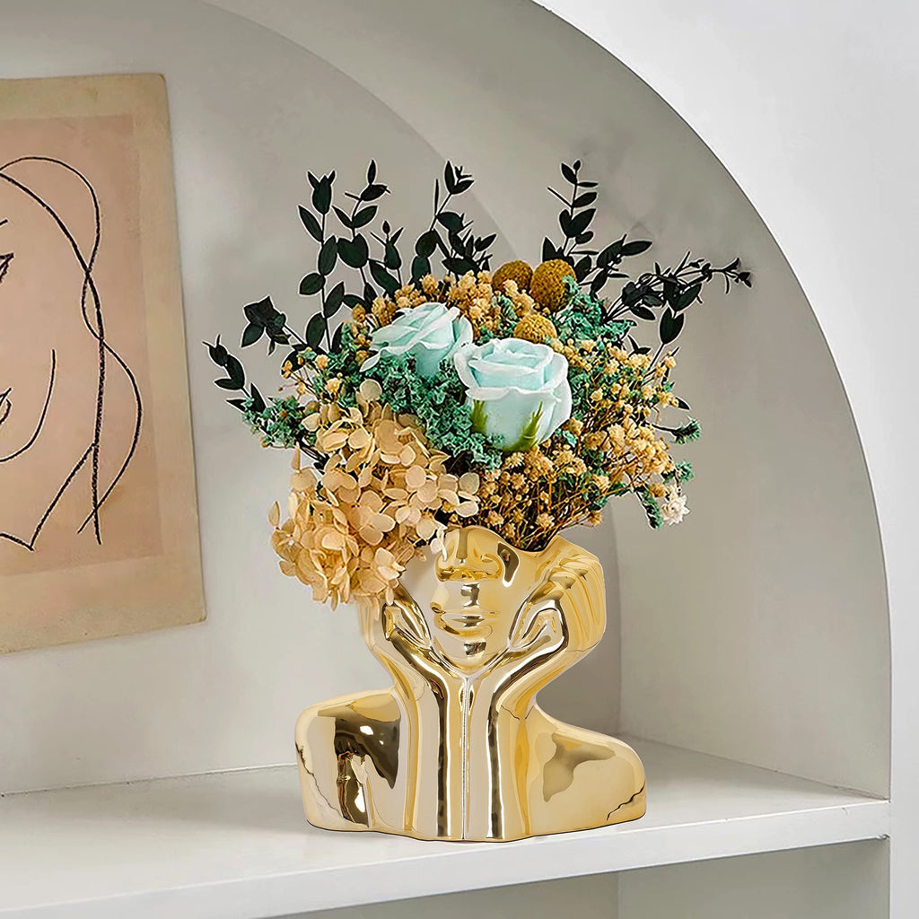 Golden Serenity Face Vase