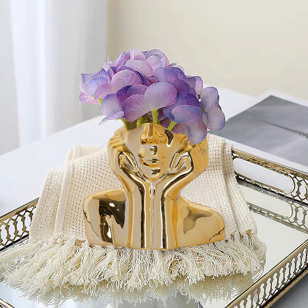Golden Serenity Face Vase