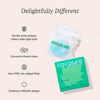 Cocofloss Refillable Woven Expanding Dental Floss Delightful Mint 33 Yard