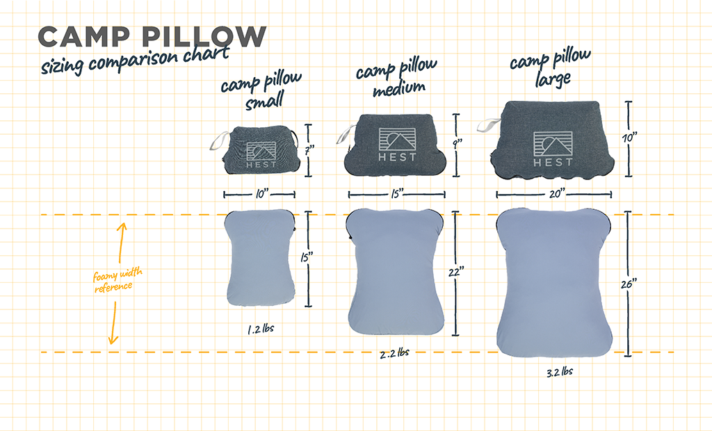 HEST Memory Foam Camp Pillow for Travel and Camping Comfort