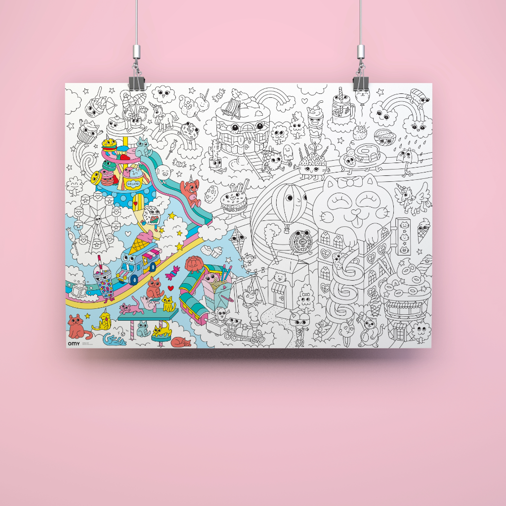 Kawaii Giant Coloring Poster For Wall Decor And Fun