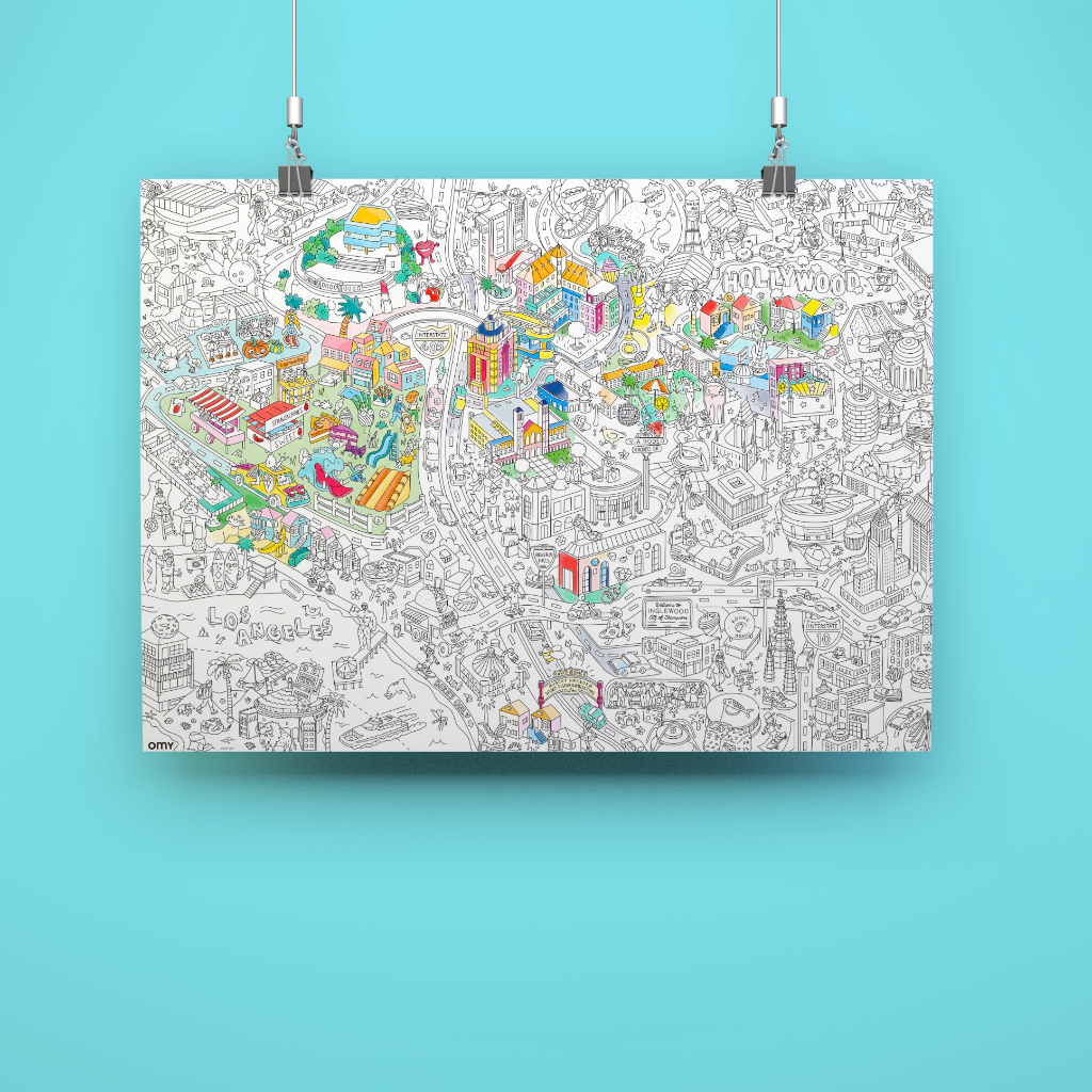 Los Angeles Coloring Poster Map Giant Wall Art For Kids And Adults