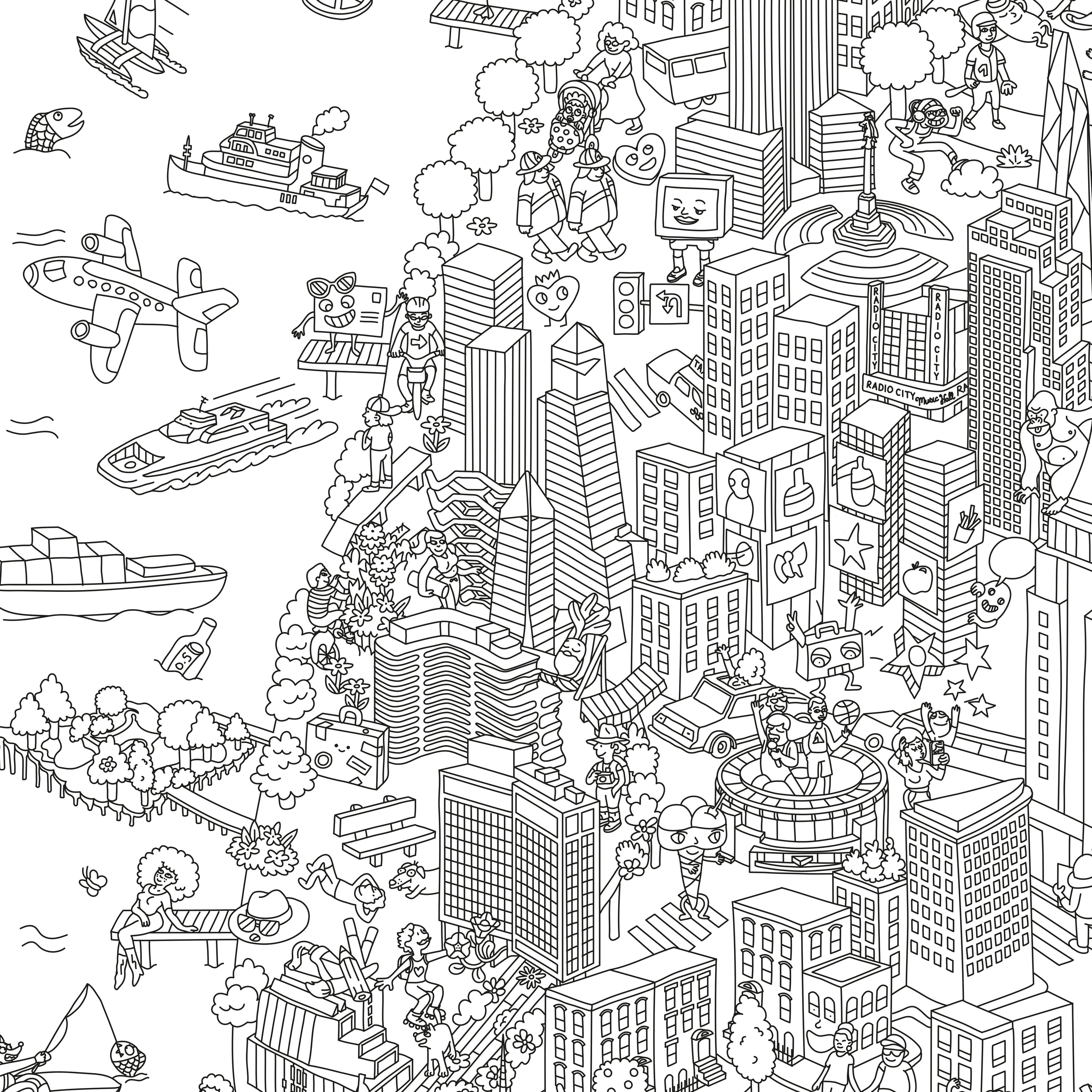 New York City Coloring Poster Giant for Kids and Family Fun