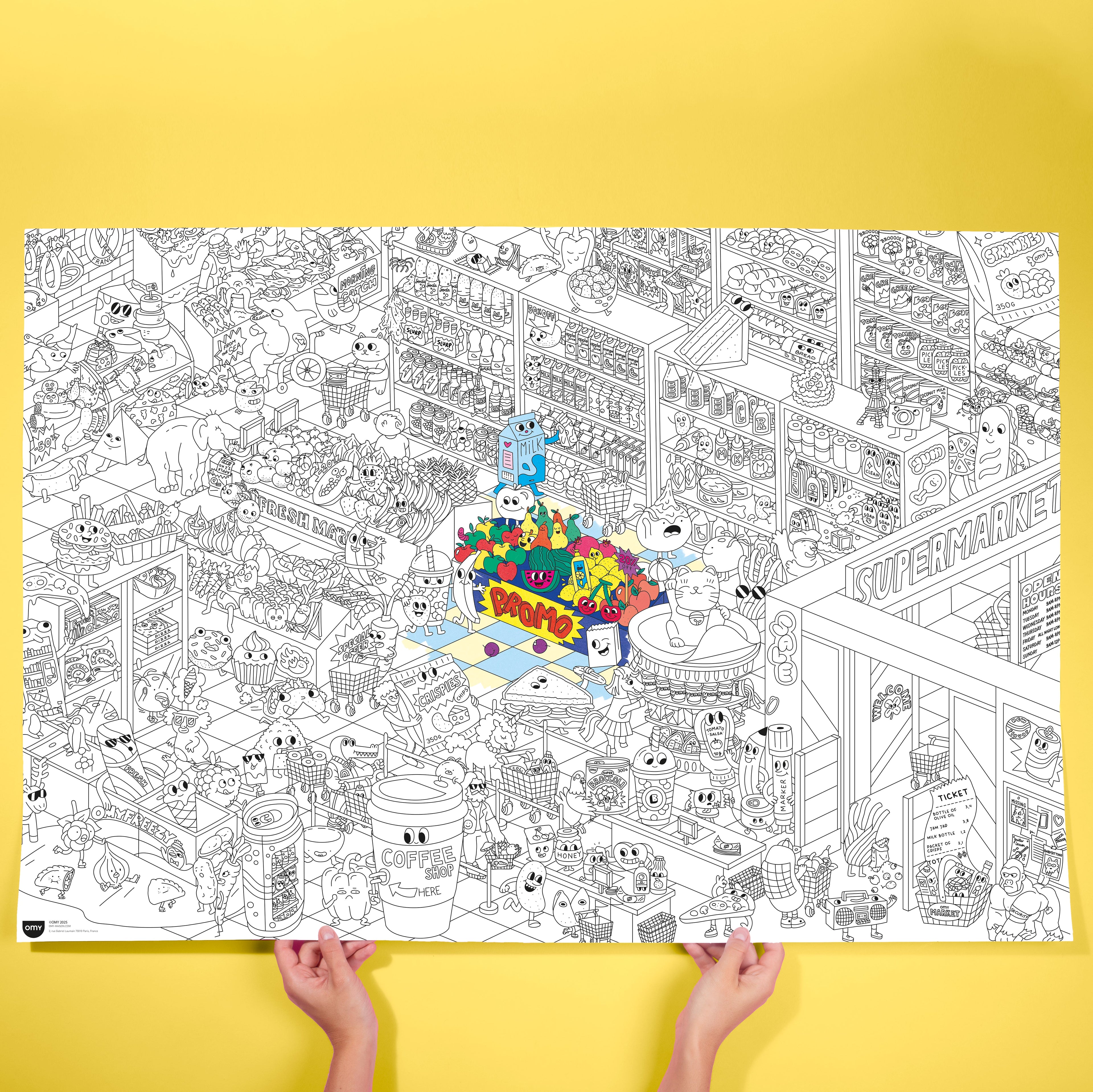 Super Market Giant Coloring Poster With Silly Shop Scenes