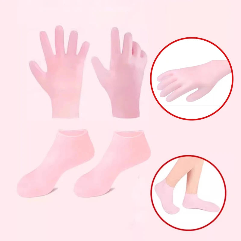 Elastic Silicone Moisturising Gloves And Foot Bath Socks Waterproof