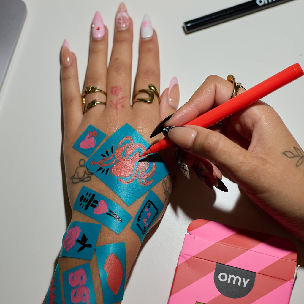 Temporary Tattoo Kit With Fast Drying Ink Markers And Stencils For Skin