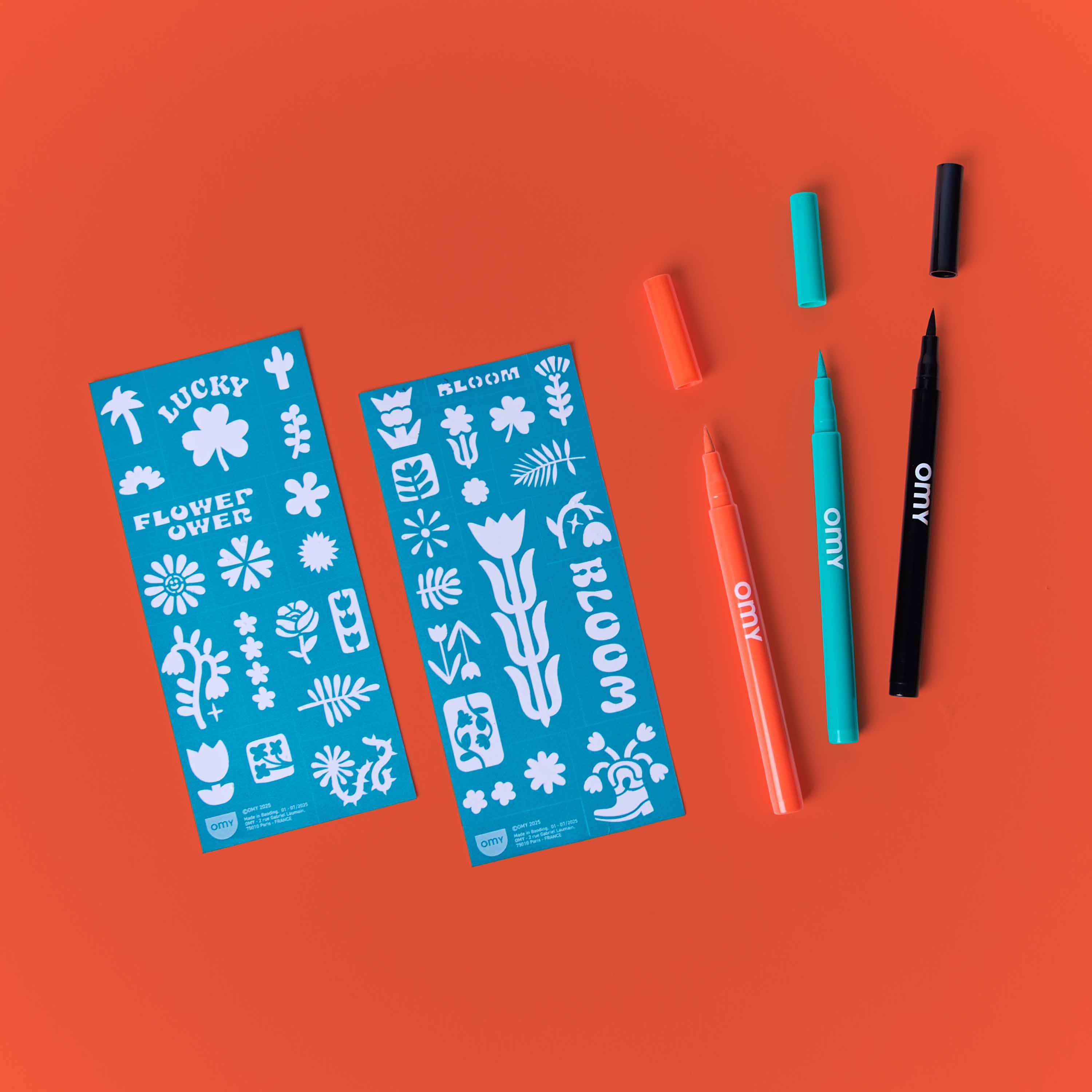 Flower Power Tattoo Art Kit With Skin Safe Ink Markers And Stencils