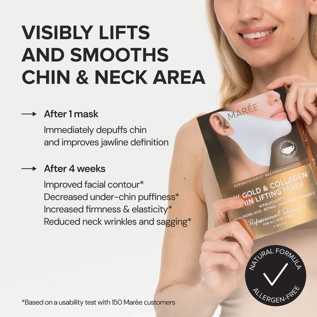 Jawline Reset™ 24K HydroLift Mask | V-Line Sculpting & Neck Treatment (20 Pack)
