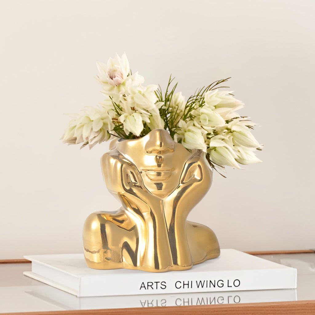 Golden Serenity Face Vase