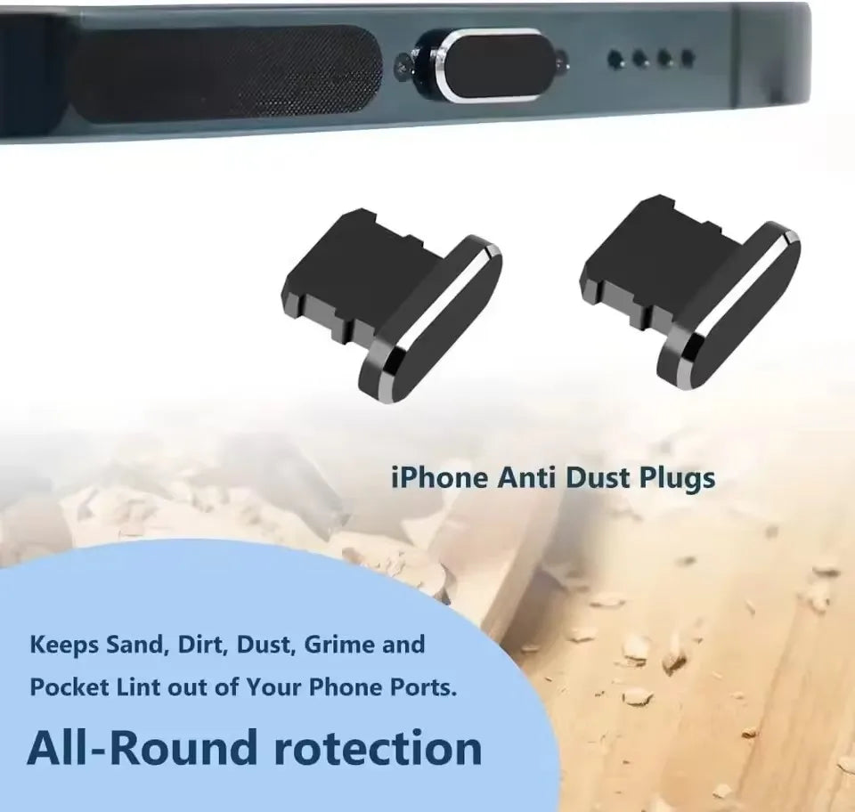 Charging Port Dust Plug With Cleaning Brush For IPhone Type C Samsung Xiaomi Set