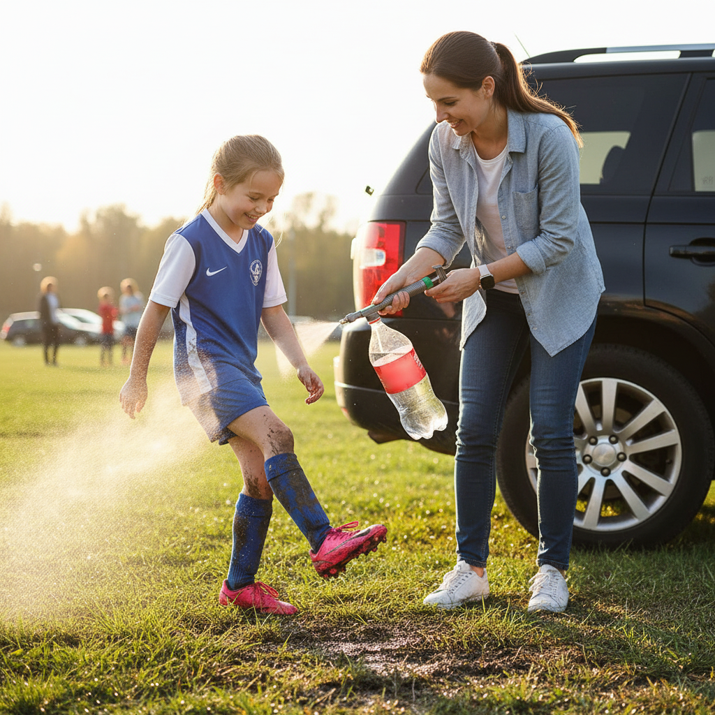 Car Saver™ Portable Rinse Sprayer – Converts a Water Bottle into an Instant Rinse Station for Dirty Kids, Shoes, and Gear
