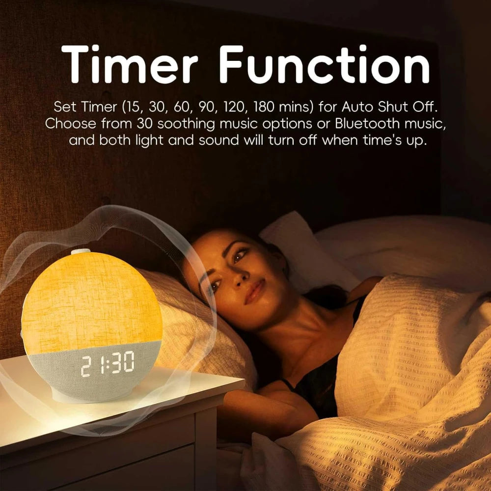 Wake Up Light Sunrise Alarm Clock White Noise Bluetooth Speaker