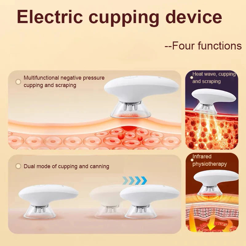 3 In 1 Body Cupping Scraping Massager With Suction Cup Heating Device