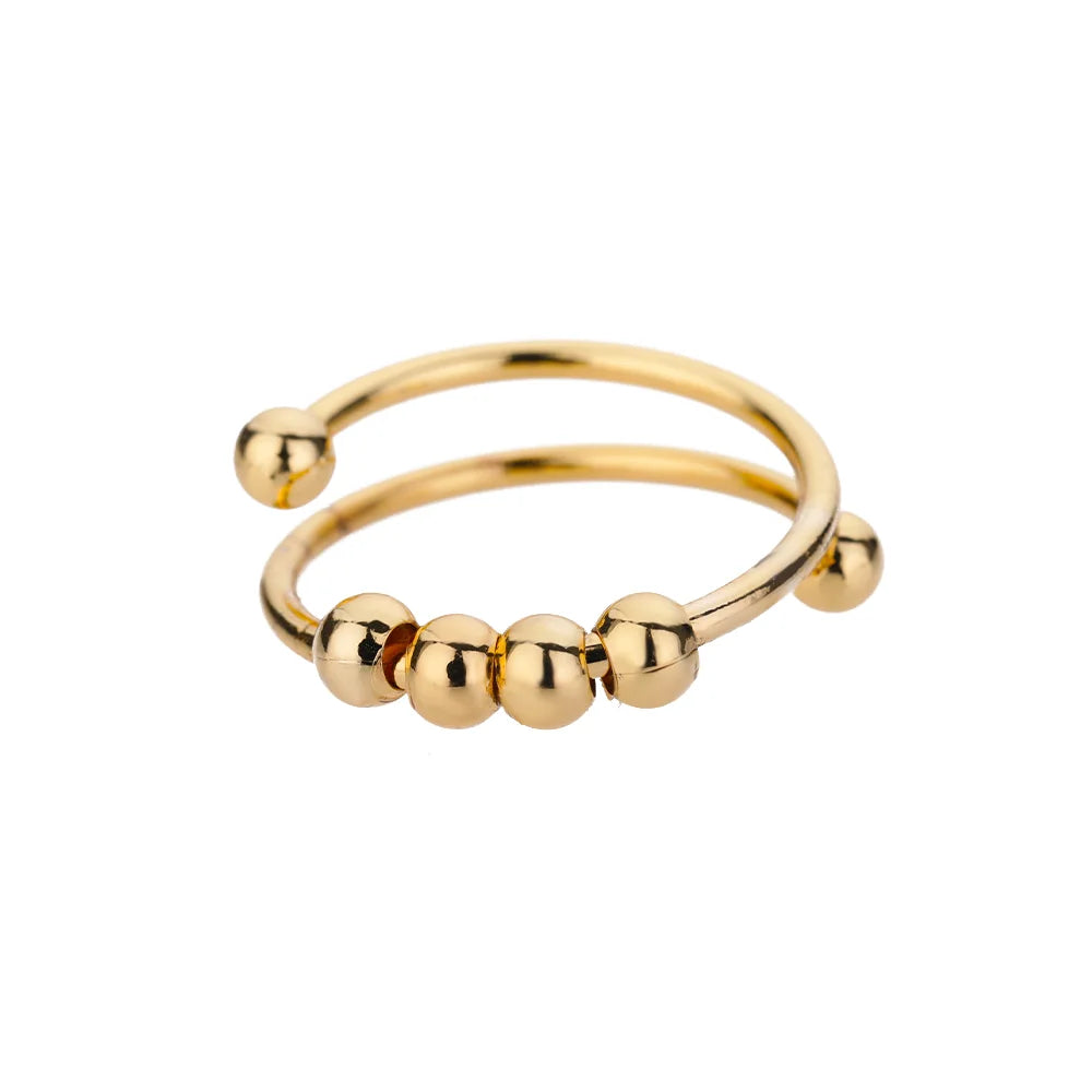 Anxiety Beads Spinner Ring For Women Adjustable Steel Stress Relief Jewelry Gift