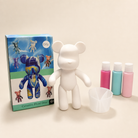 Inner Child Fluid Bear Painting Kit with Cotton Candy cherry pink, Tiffany blue and soft pink paints