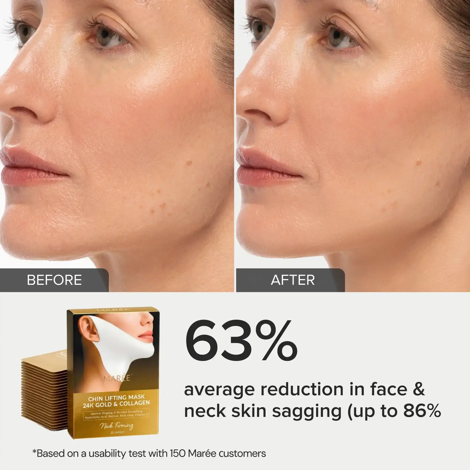 Jawline Reset™ 24K HydroLift Mask | V-Line Sculpting & Neck Treatment (20 Pack)