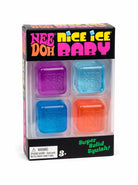 NeeDoh Nice Ice Baby set of four colorful 1-inch sensory cubes in retail packaging
