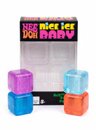 NeeDoh Nice Ice Baby four colorful sensory cubes displayed outside the package