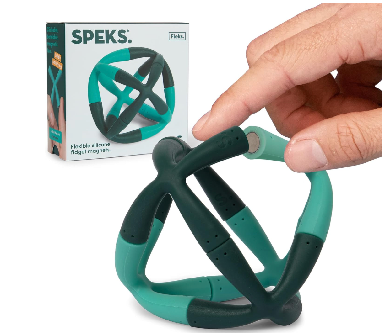 Speks Fleks flexible magnetic fidget in Evergreen with retail packaging