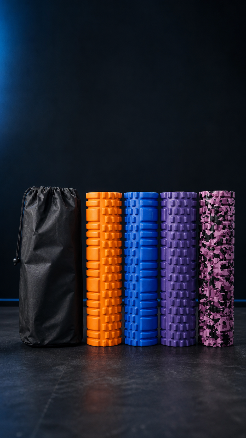 Four color options and carry bag for the 24-inch foam roller